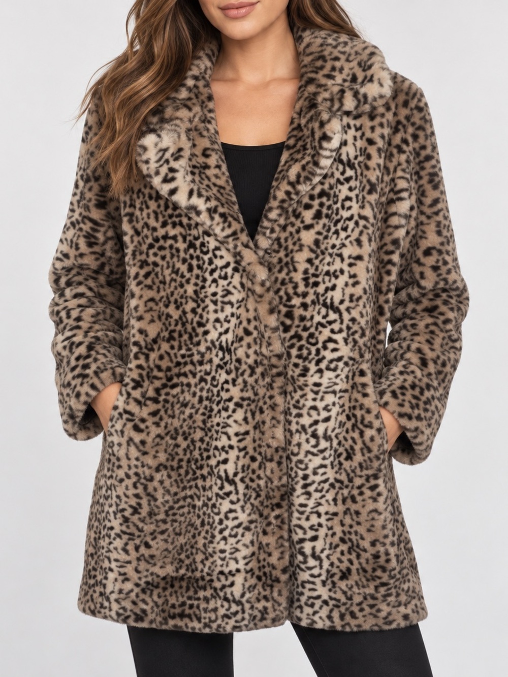 Mark Edwards Studio Leopard Print Faux Fur Coat size S